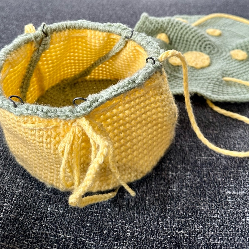 Hand Crochet Mushroom Small Market Basket